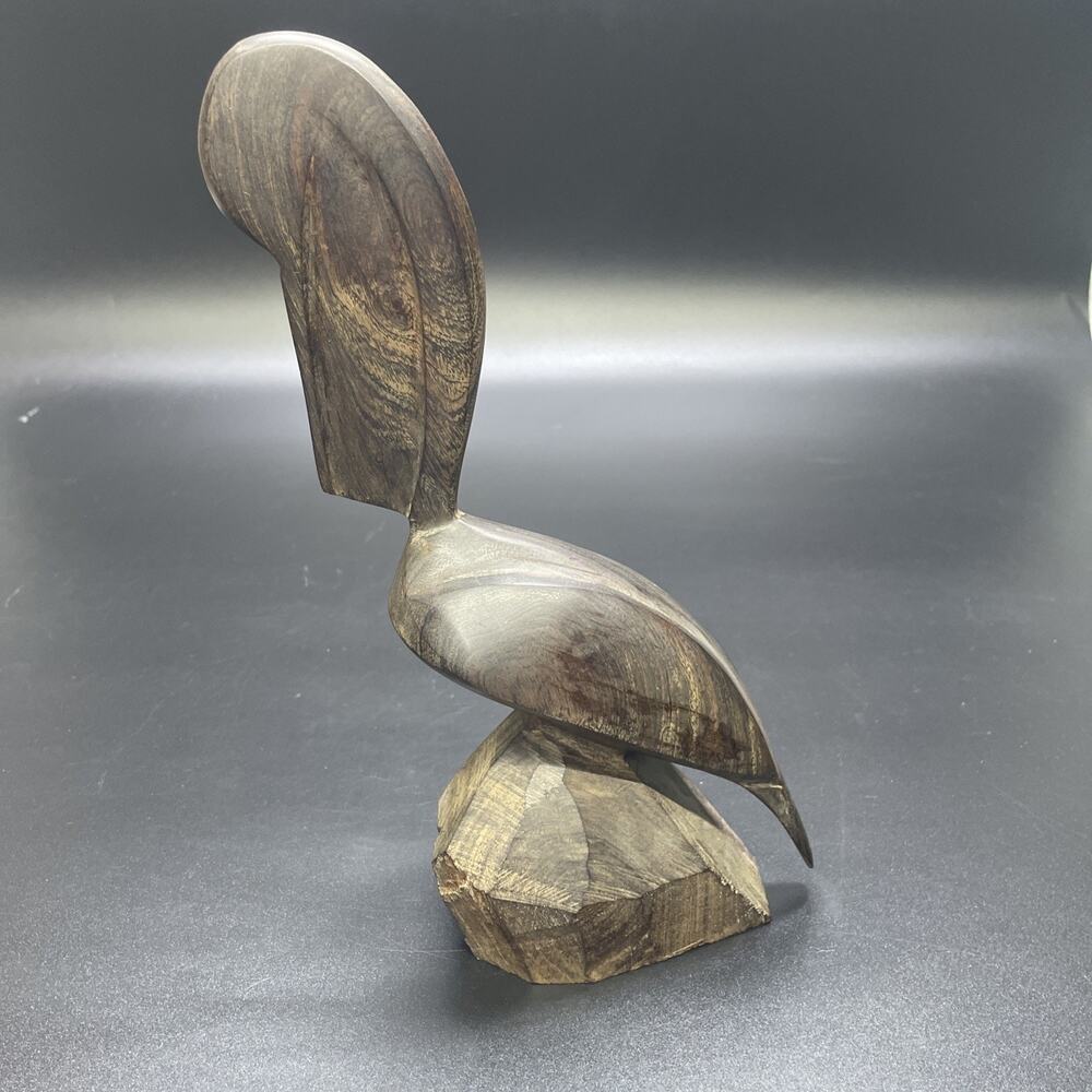 Vtg Ironwood Pelican Sculpture 10" Hand Carved Mexican Folk Art MCM Minimalist